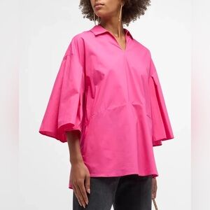 NWT! HARSHMAN | Maureen Cotton Poplin Tunic w/ Pockets | Fuchsia Pink | XS